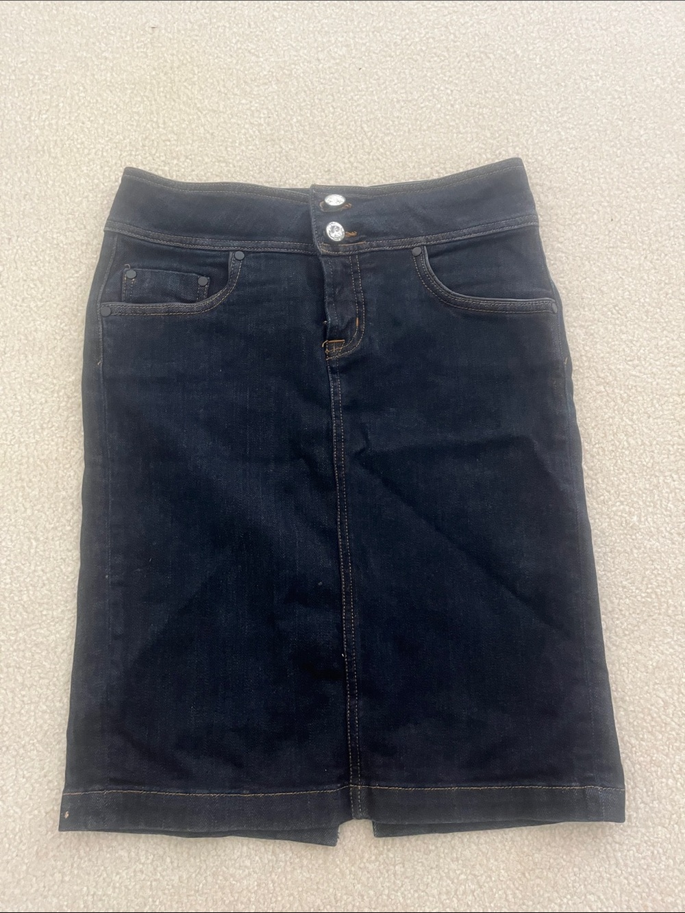 bebe Black Denim Pencil Skirt